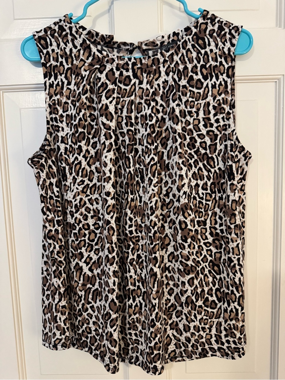 Adrianna Papell Leopard Print Sleeveless Tank Top - Brown/Black/Cream
